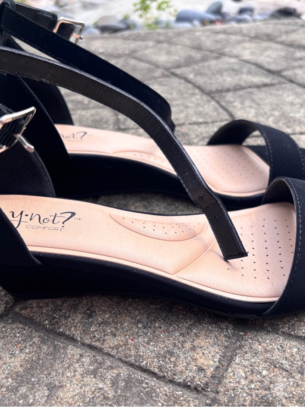 Women's Black Strappy Comfort Sandals